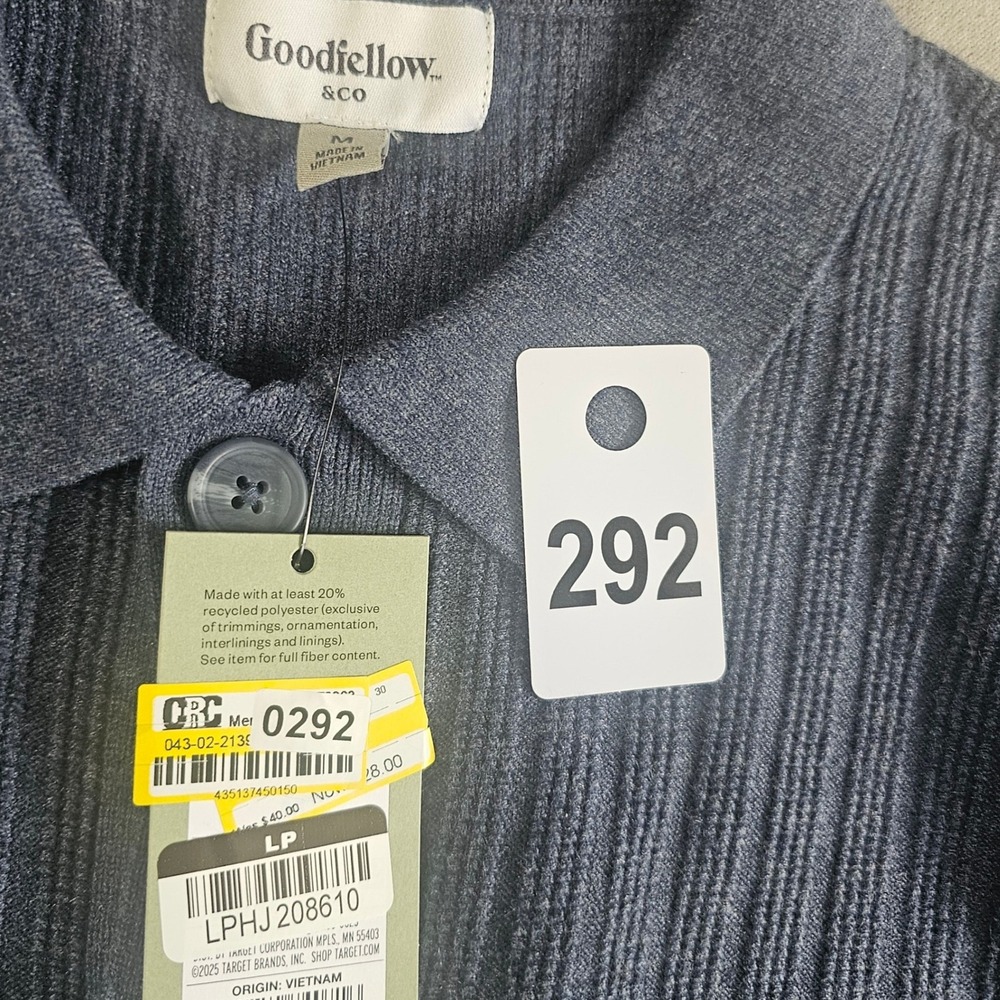 Goodfellow & Co Mens Blue Ribbed Button Front Cardigan Sweater Collared Medium - Picture 8 of 8
